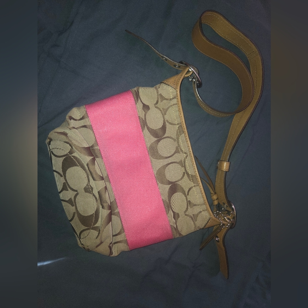 Coach Signature Crossbody with Pink Accent